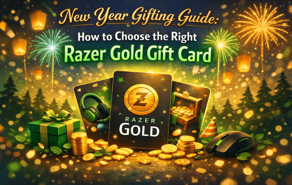 New Year gifting guide showing Razer Gold Gift Card as a perfect digital gift for gamers