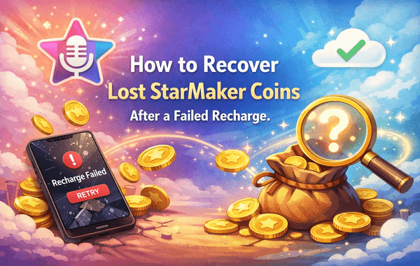 Recovering lost StarMaker coins after a failed recharge with a step by step support guide