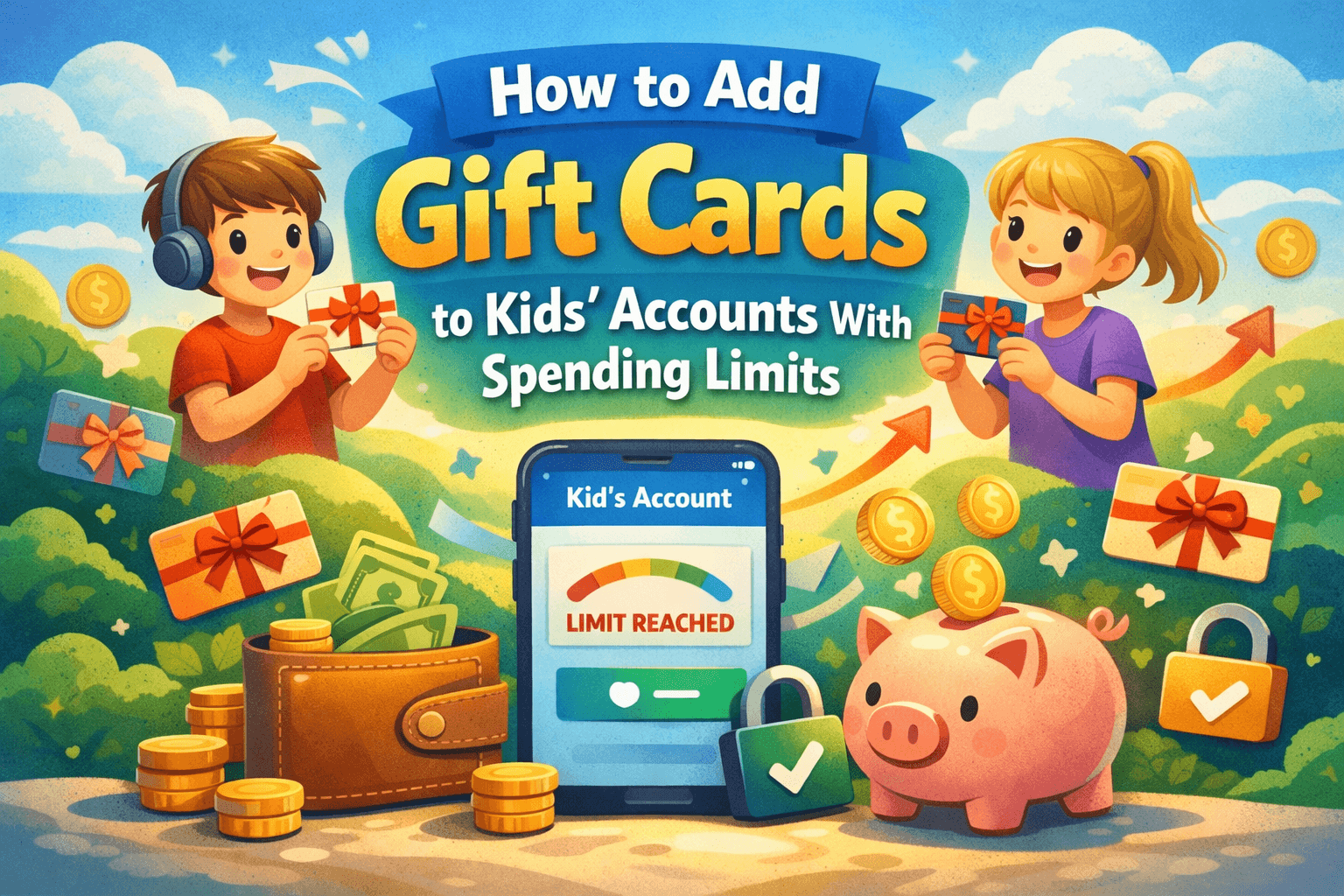 How to add gift cards to kids accounts with spending limits for safe online purchases
