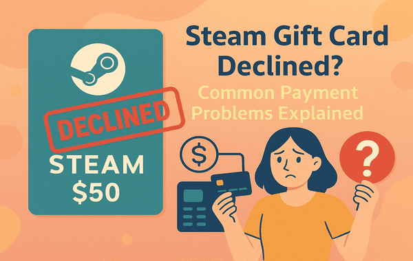 Steam gift card declined payment issues illustration