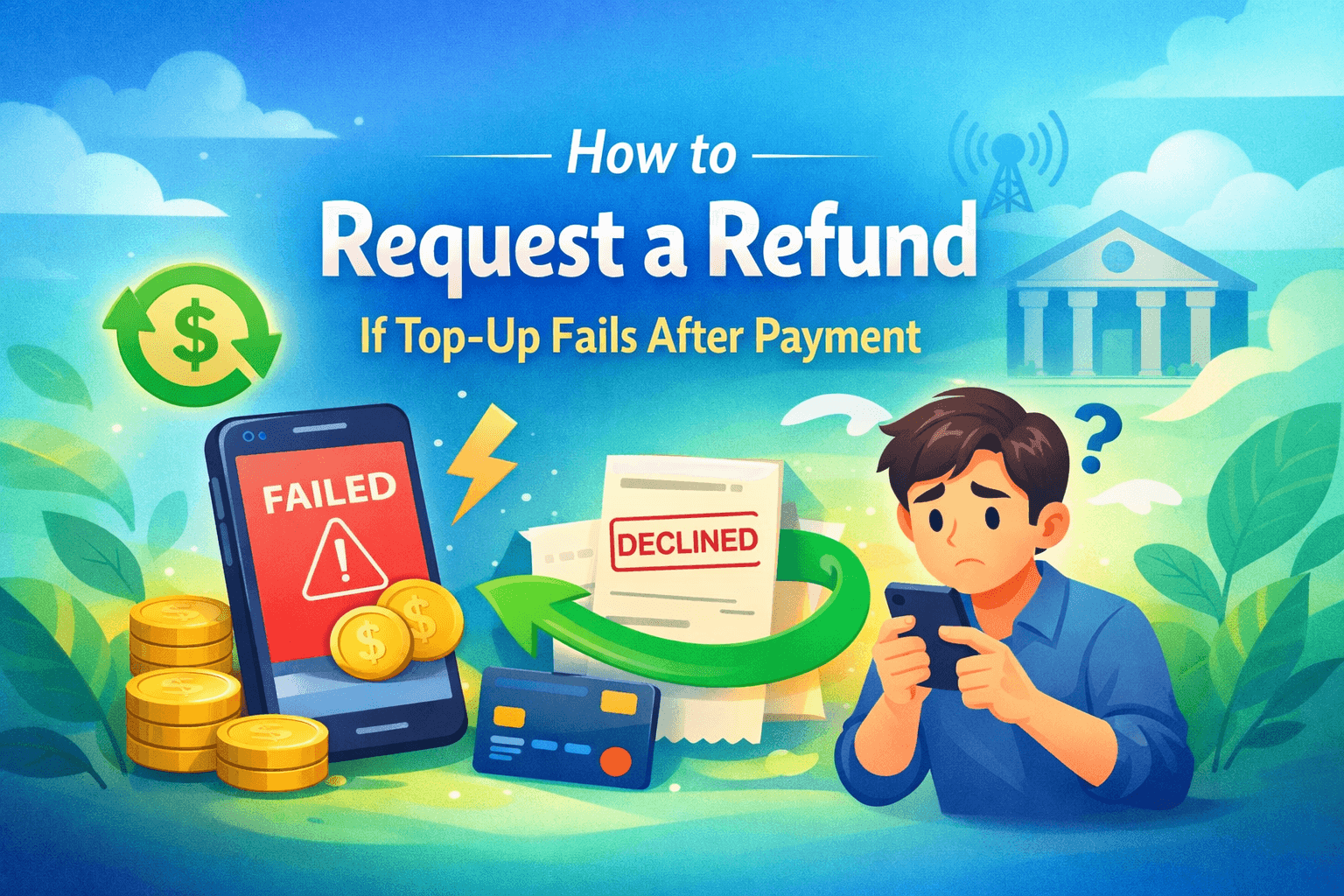 How to request a refund when a top up fails after a successful payment on digital platforms