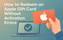 Apple gift cards with a phone and checkmark showing successful redemption.
