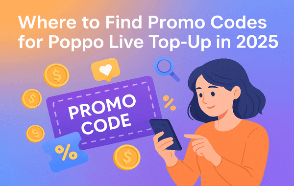 Where to Find Promo Codes for Poppo Live Top Up in 2025 Woman checking phone for discounts and promo offers