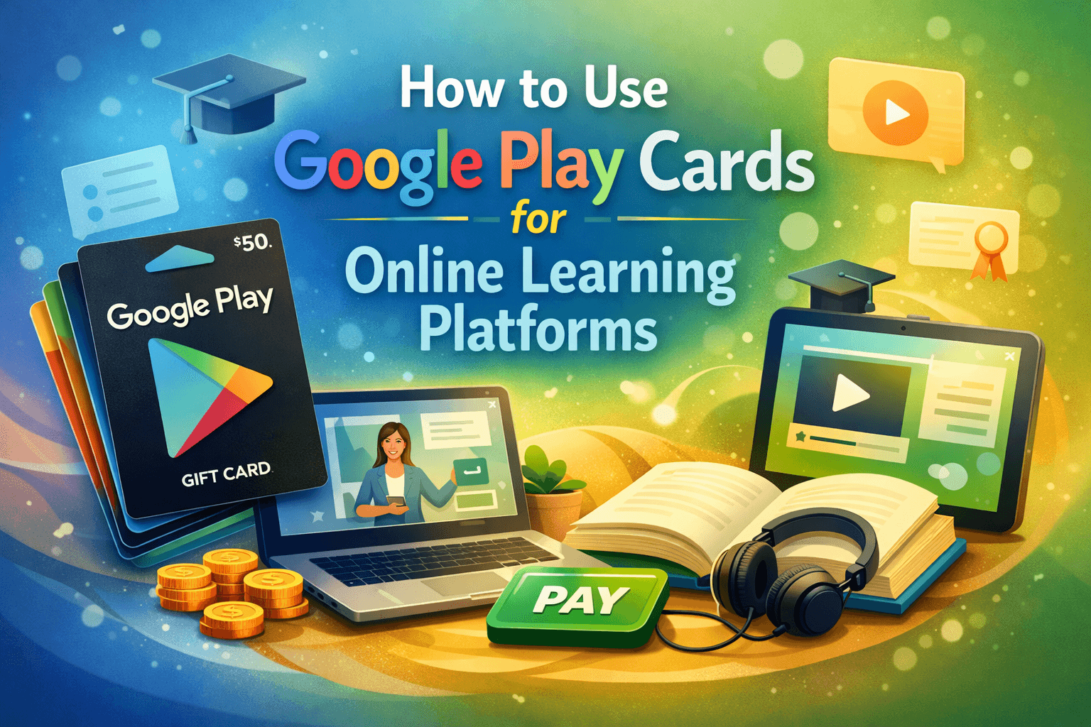 Google Play Card is used to pay for online learning apps and educational platforms