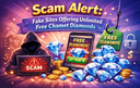 Scam alert showing fake websites promising unlimited free Chamet Diamonds and risking account security