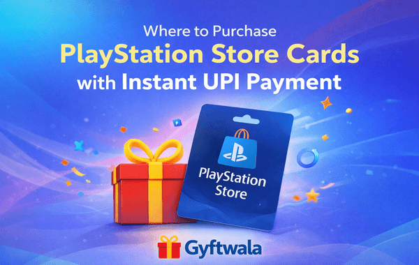 Purchase PlayStation Store Cards with instant UPI payment online showing PSN digital gift card codes and PlayStation wallet top up