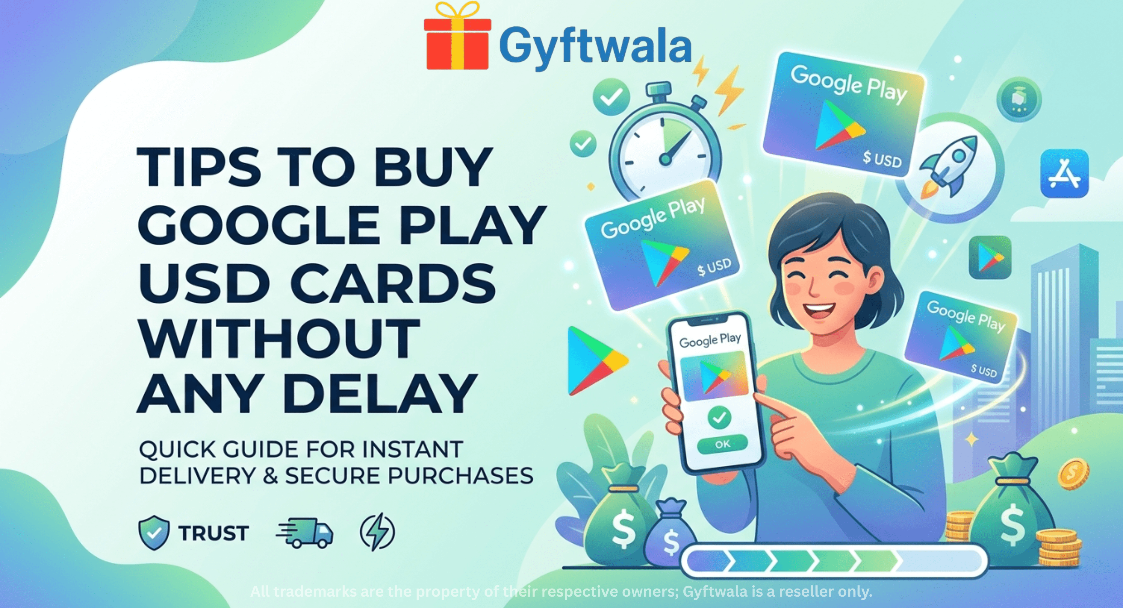 Google Play USD gift card instant delivery illustration