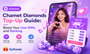 User is purchasing Chamet Diamonds top up online to send live gifts and improve ranking on the Chamet app