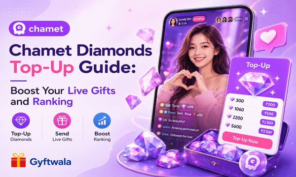 User is purchasing Chamet Diamonds top up online to send live gifts and improve ranking on the Chamet app
