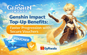 Genshin Impact top up using secure vouchers showing character unlocks primogems purchase and fast gameplay progression